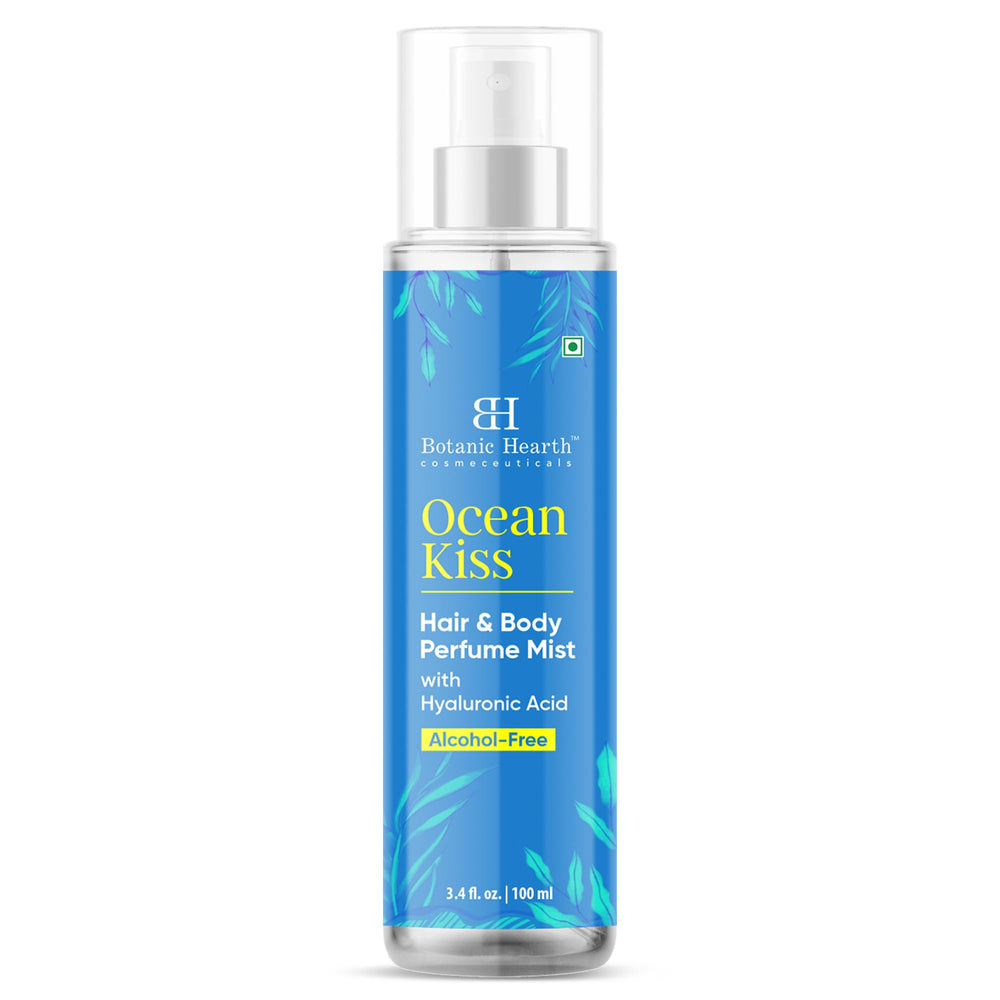 Botanic Hearth Ocean Kiss mist-spray in hand for quick daily refresh.