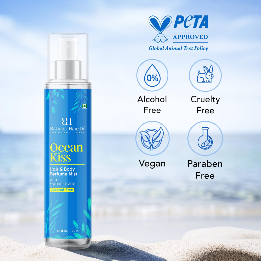 Botanic Hearth Ocean Kiss packaging-box shows travel-friendly 3.4 fl oz bottle.