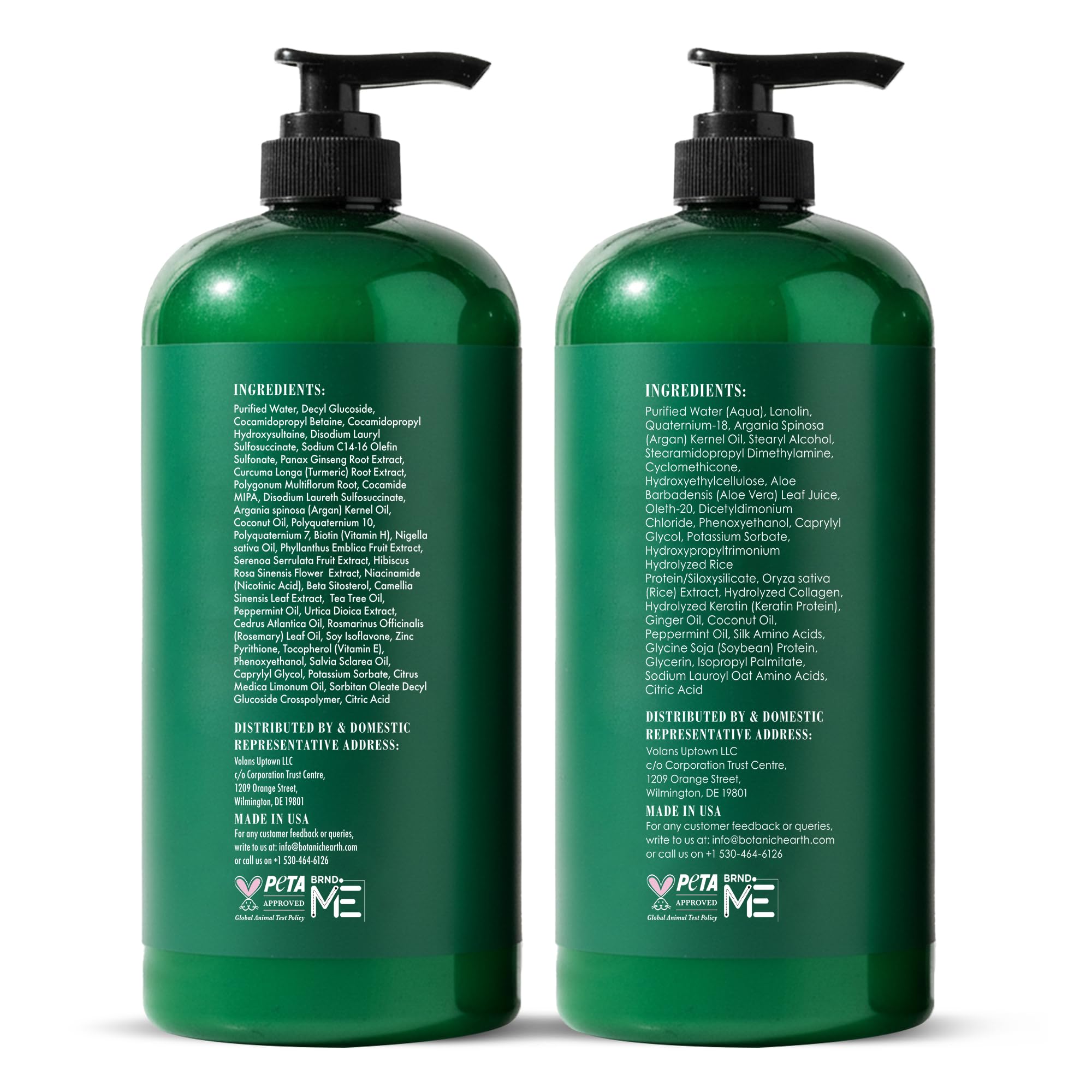 Shiny bottle of Botanic Hearth peppermint shampoo with keratin gloss.