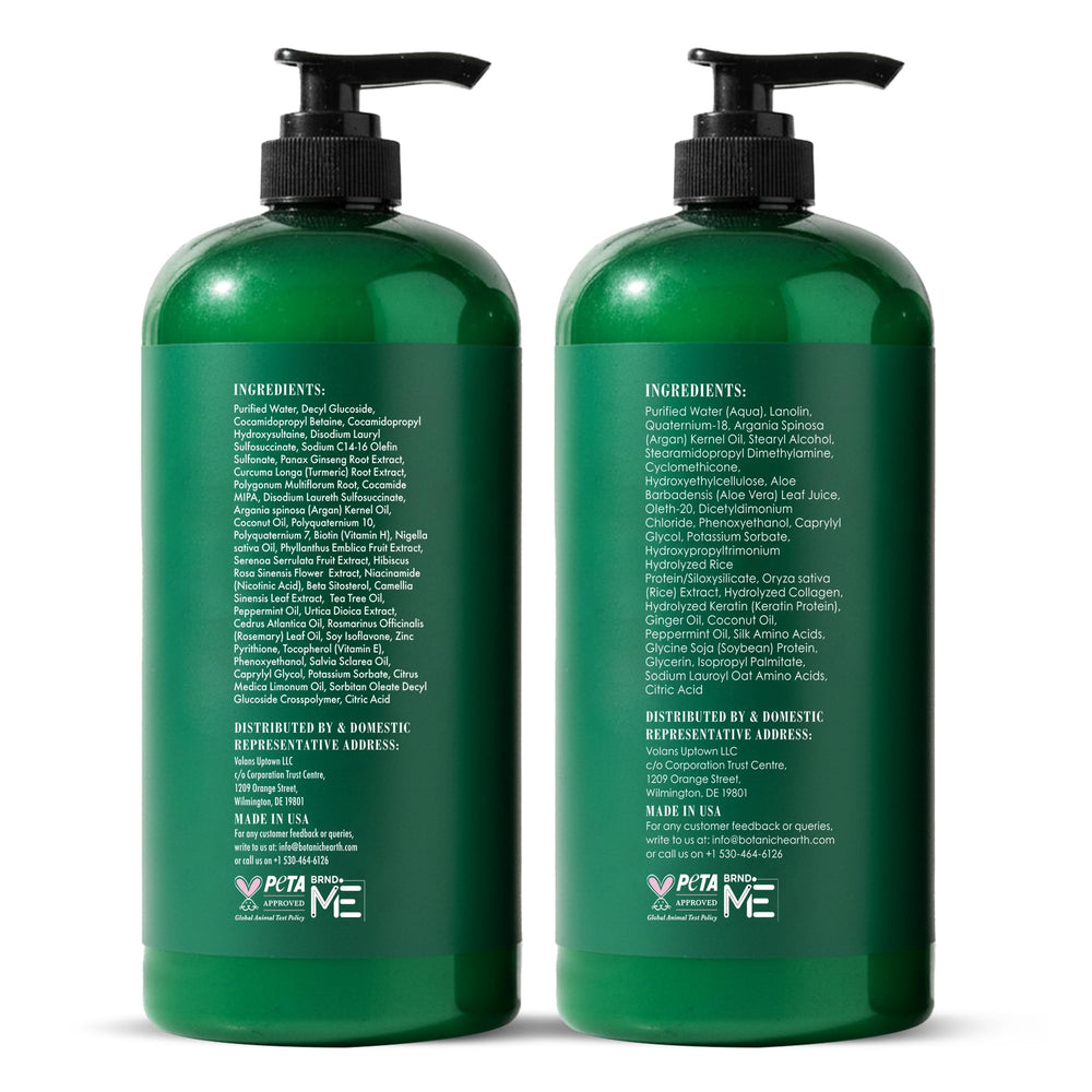 Shiny bottle of Botanic Hearth peppermint shampoo with keratin gloss.