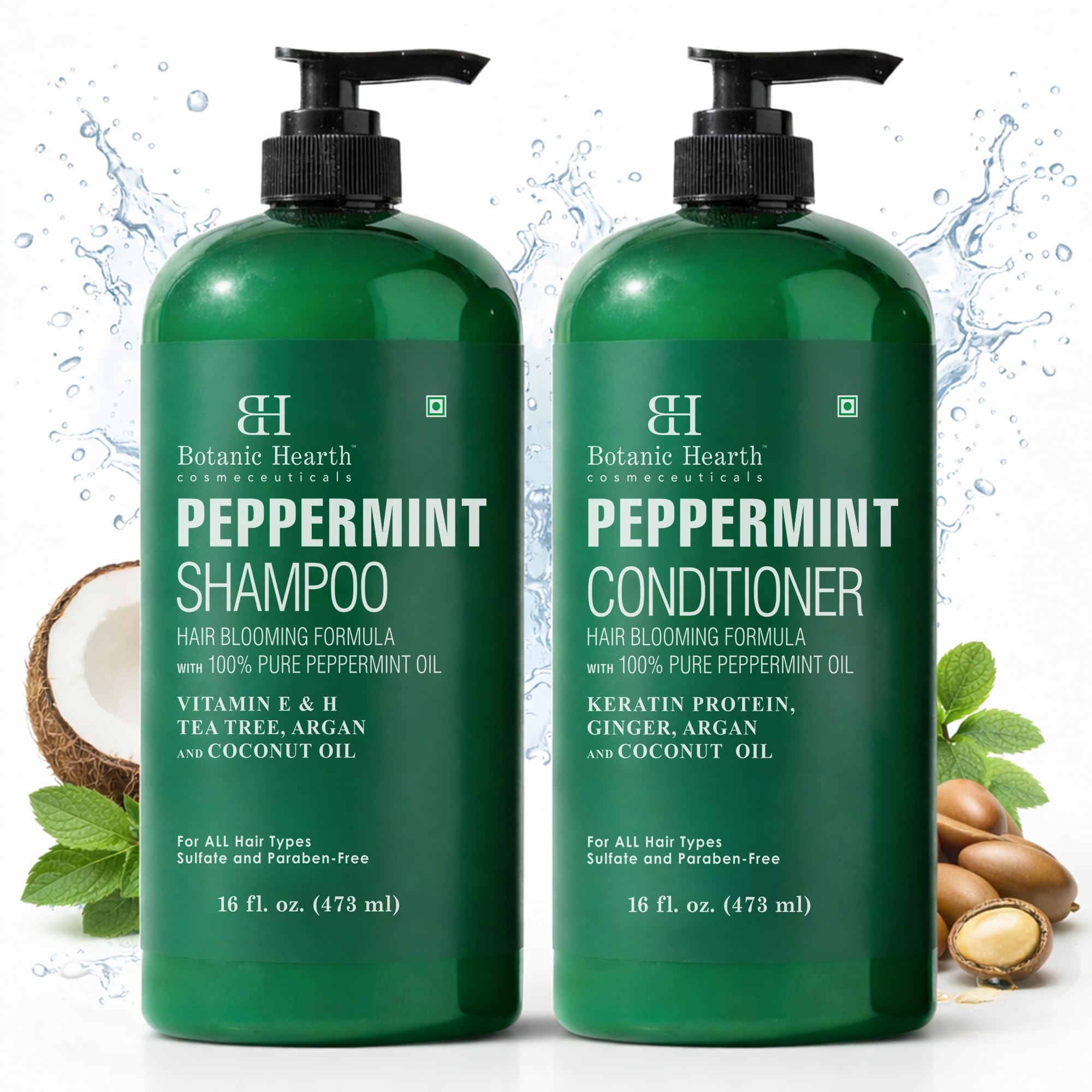 Sulfate-free Botanic Hearth formula highlighted on the bottle label.