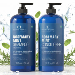 Close-up of conditioner application on hair from Botanic Hearth Rosemary Mint