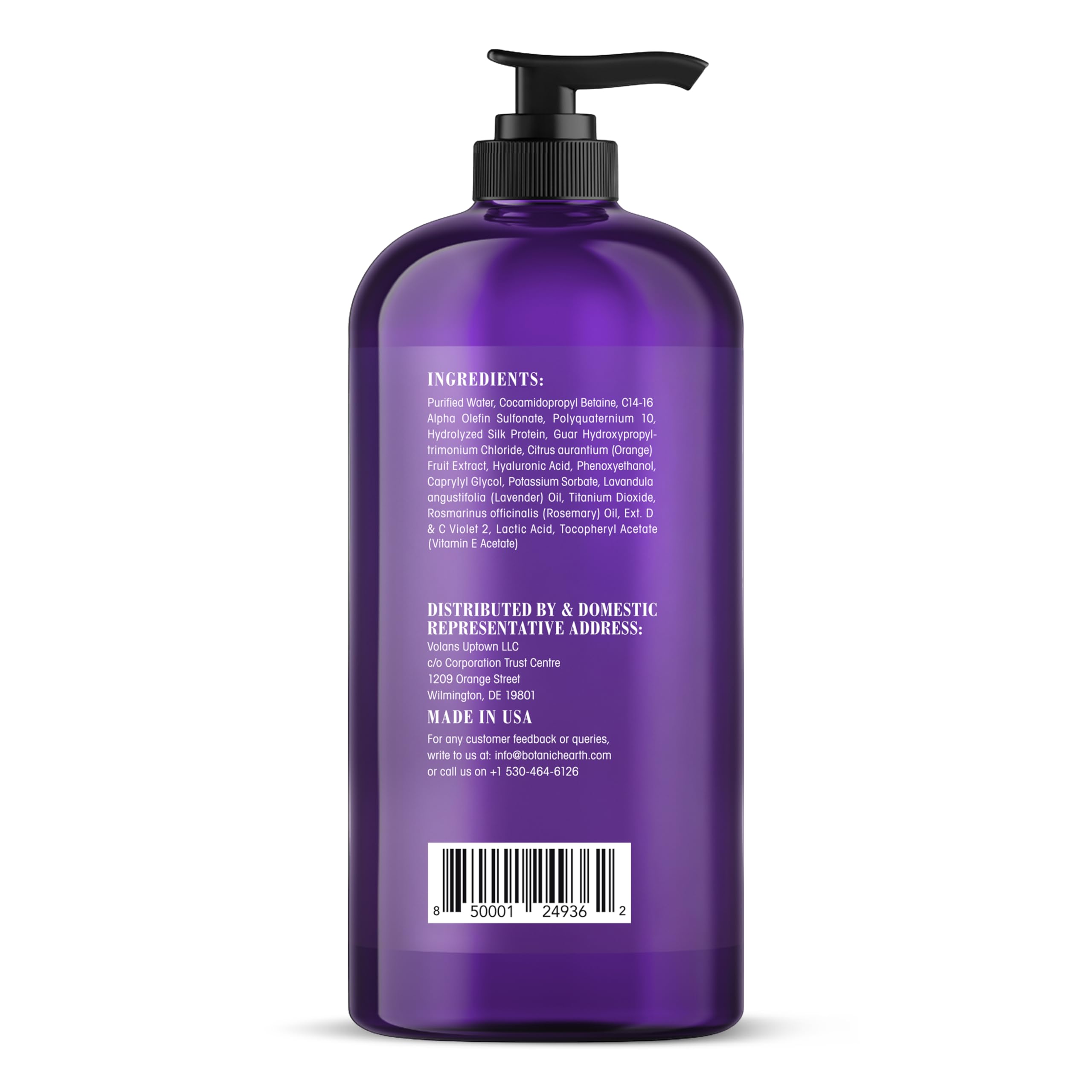Champú Púrpura Botanic Hearth, aceite de romero visible, aporta brillo suave