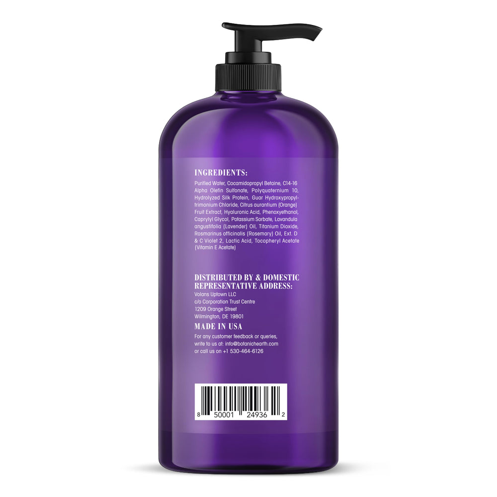 Champú Púrpura Botanic Hearth, aceite de romero visible, aporta brillo suave