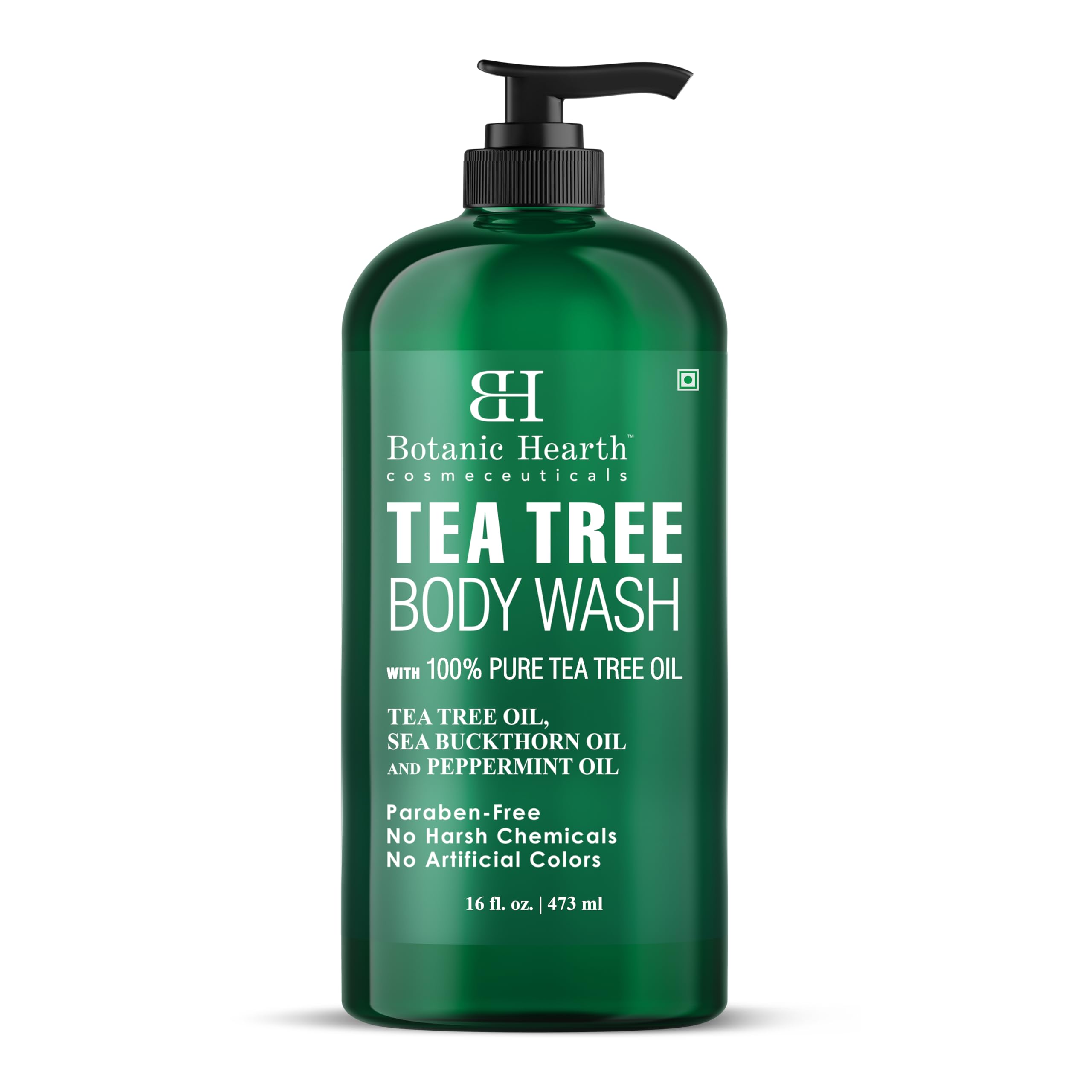Botanic Hearth Tea Tree Body Wash botella 16 onzas para limpieza profunda y frescura