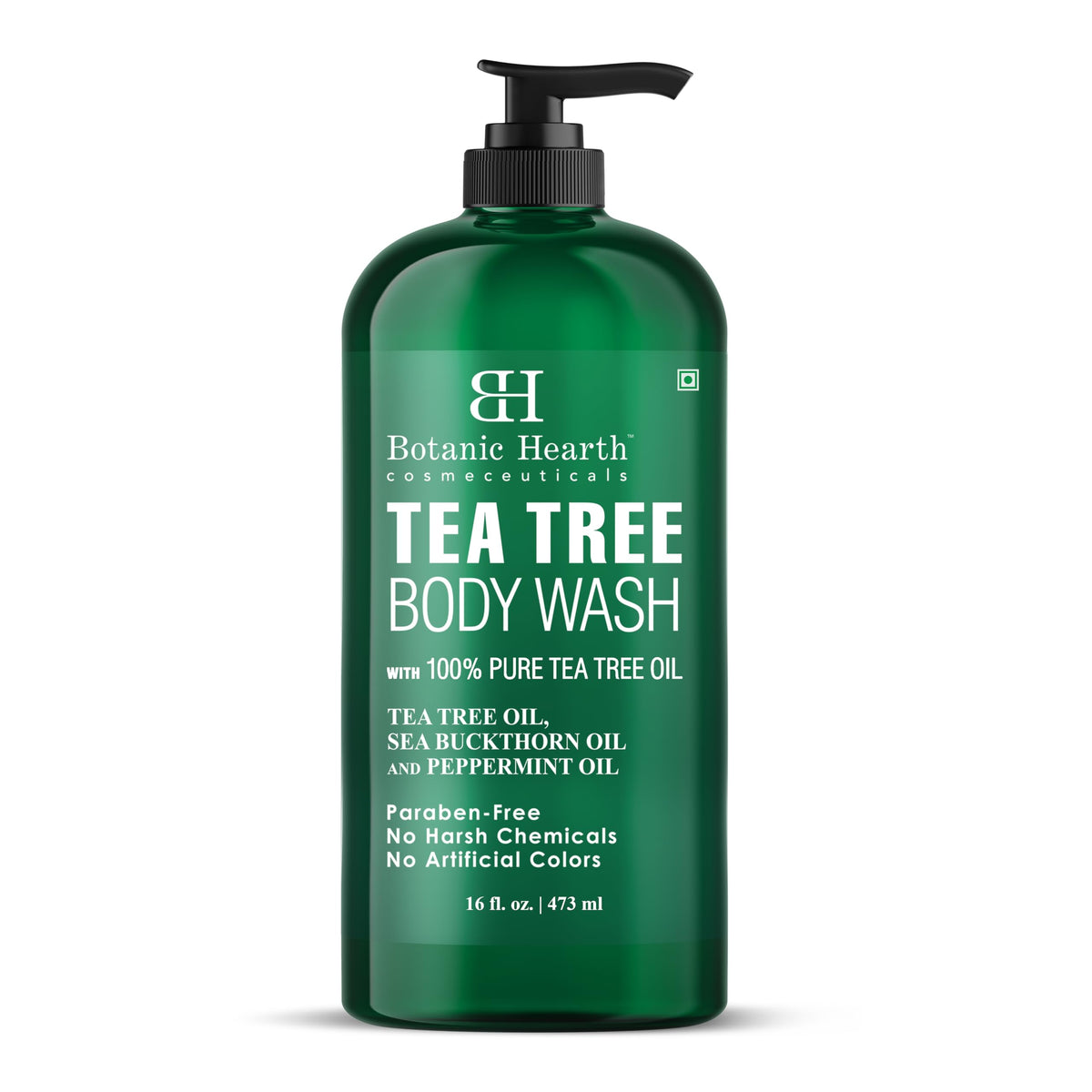Botanic Hearth Tea Tree Body Wash botella 16 onzas para limpieza profunda y frescura