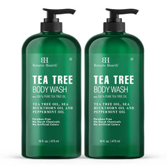 Botanic Hearth Tea Tree Body Wash bottle for refreshed, clean skin.