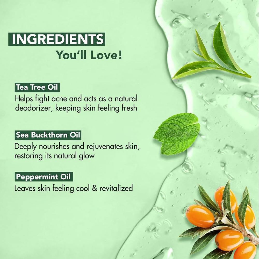 Botanic Hearth Tea Tree Body Wash foamy lather for cleansing.