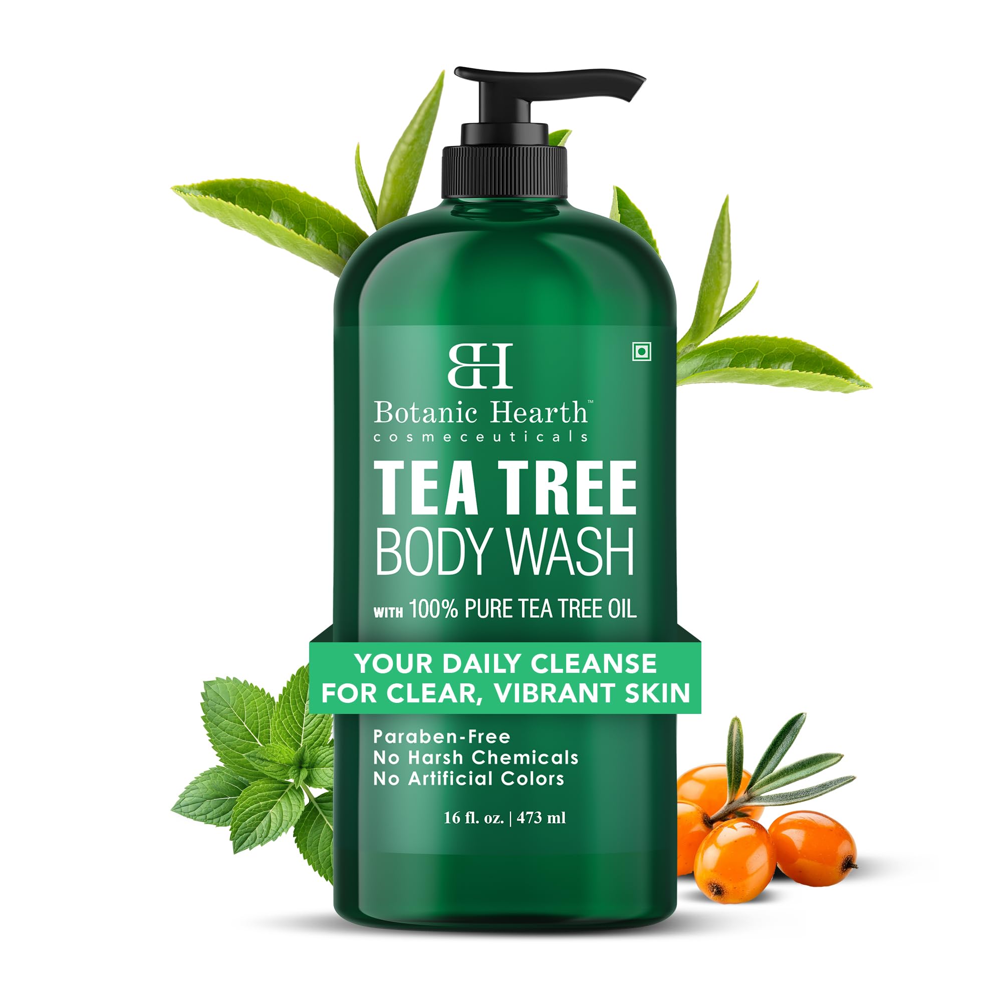 Botanic Hearth Tea Tree Body Wash elaborado en Estados Unidos para calidad