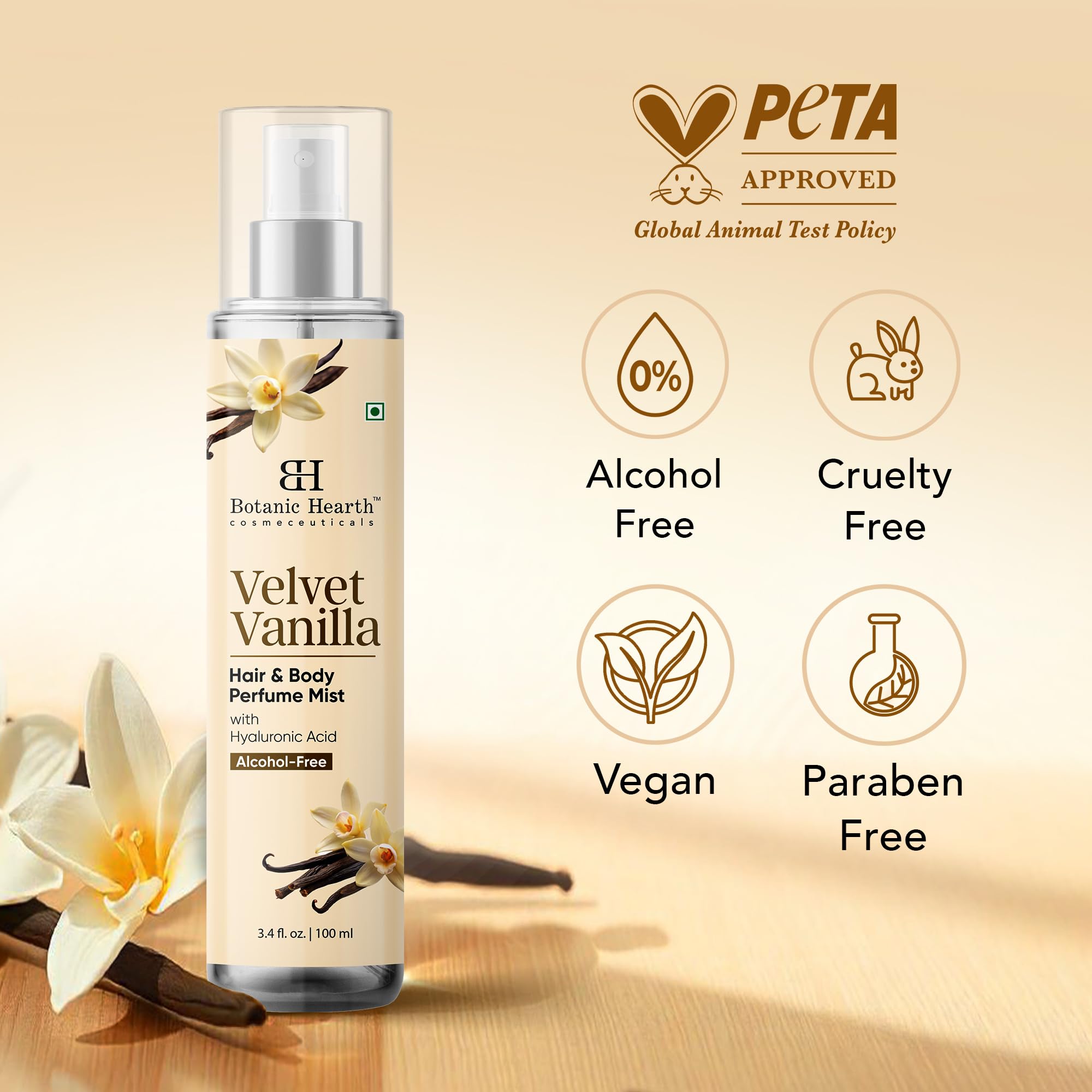 Botanic Hearth Vanilla Hair Mist on hair, subtle scent with no heaviness