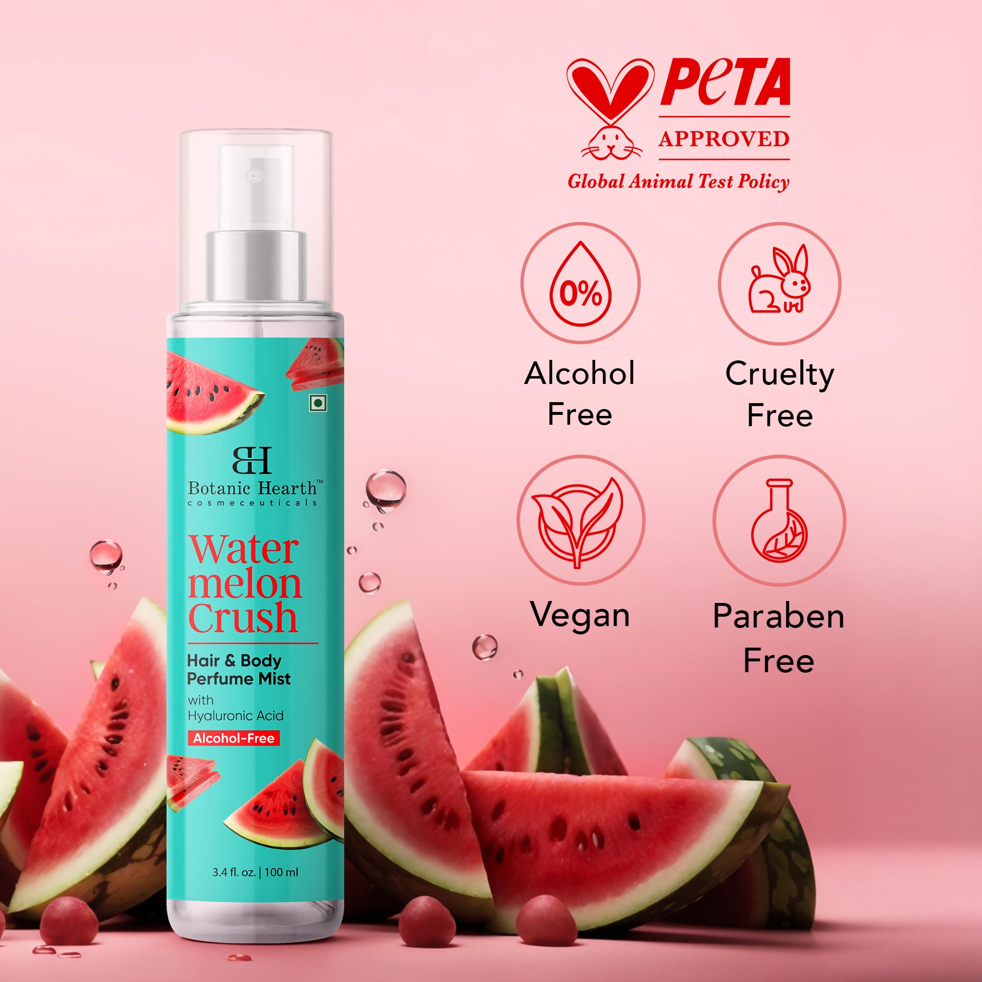 Botanic Hearth Watermelon 3.4 oz bottle shown for everyday wear.