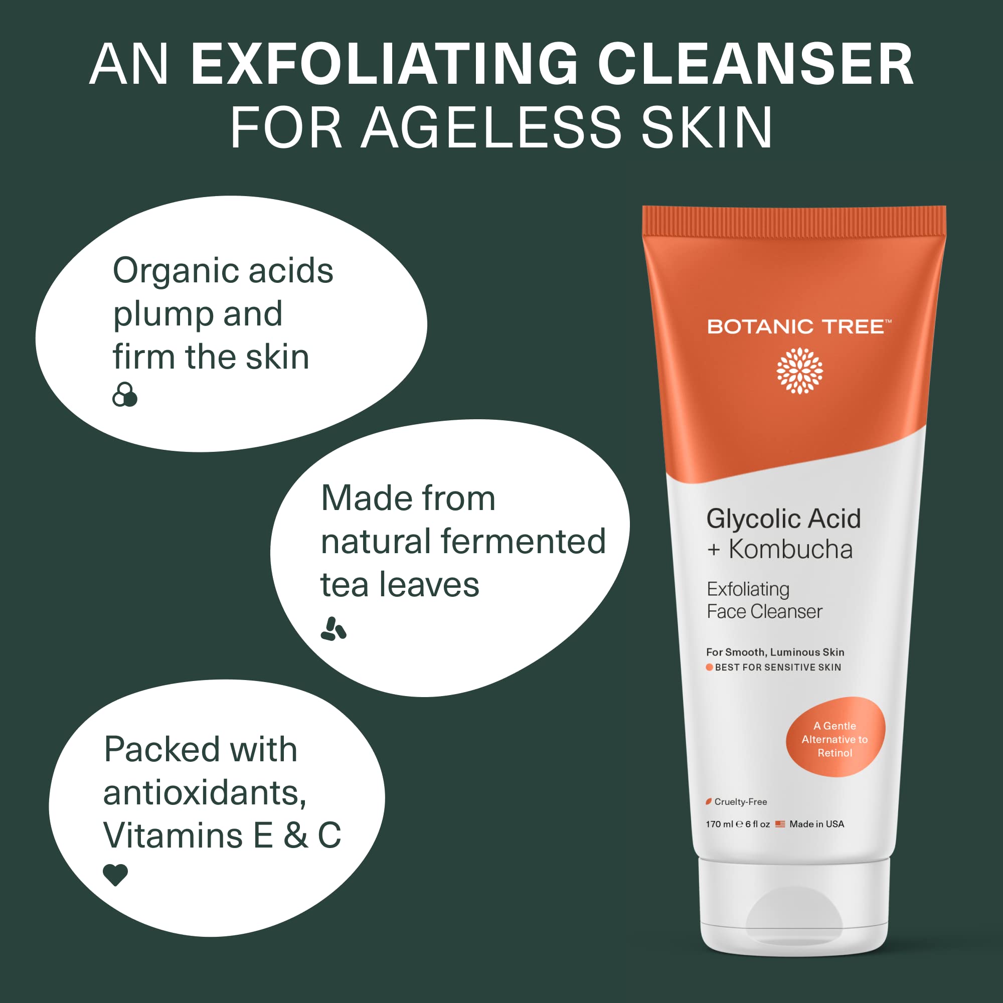 Botanic Tree exfoliating lather provides gentle yet effective cleansing for sensitive skin.
