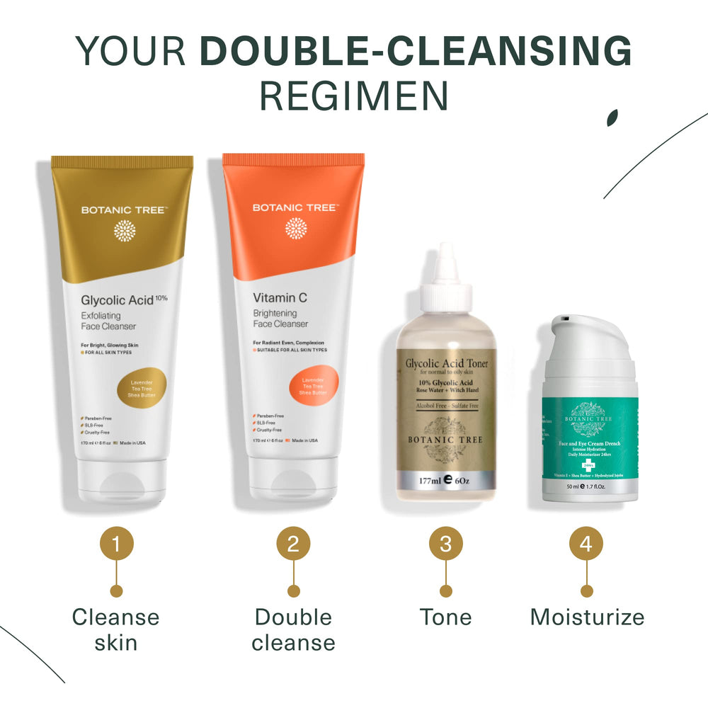 Travel-size companion included with Botanic Tree glycolic face wash pack.