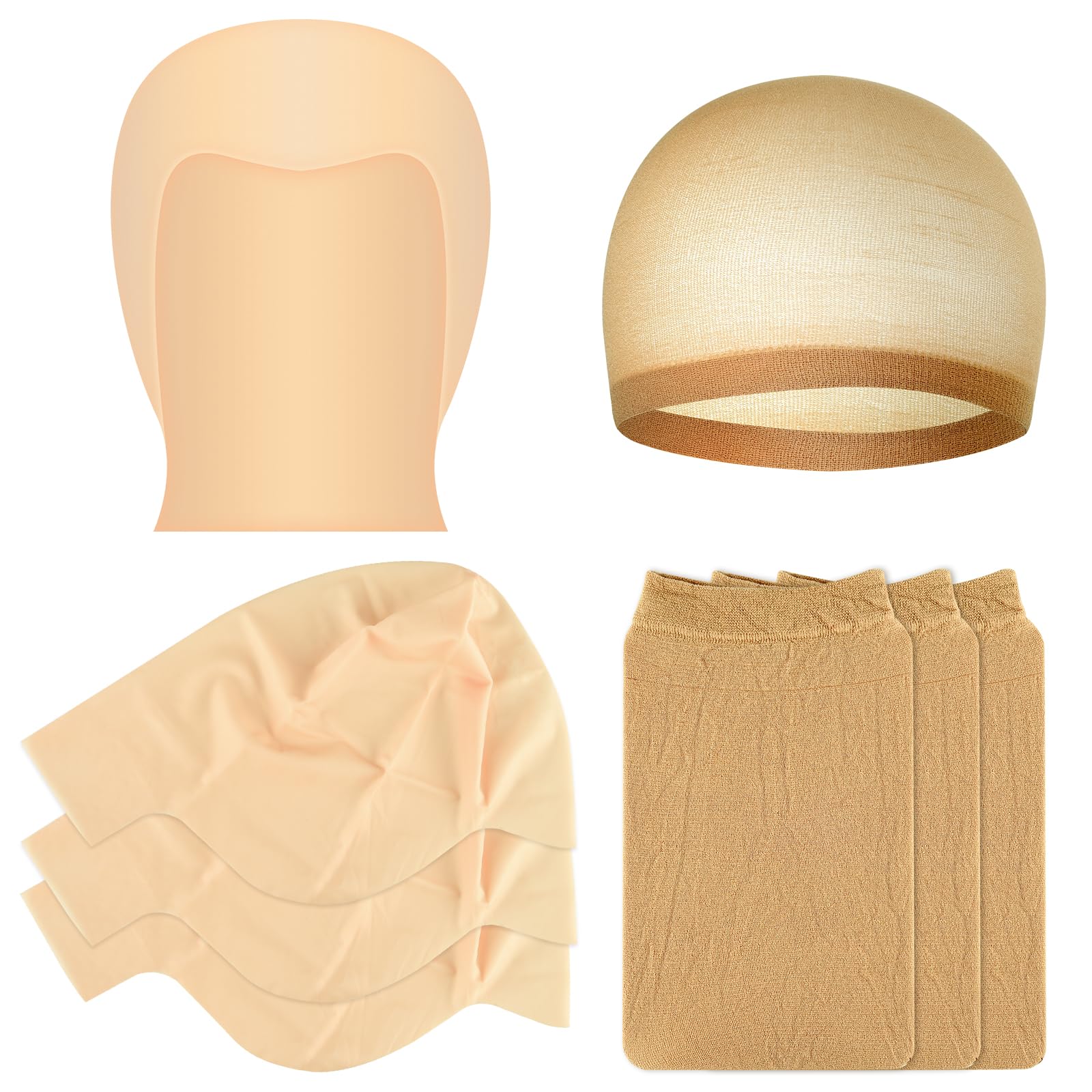 Bouiexye bald cap set for Halloween with latex and nylon caps for easy costume prep