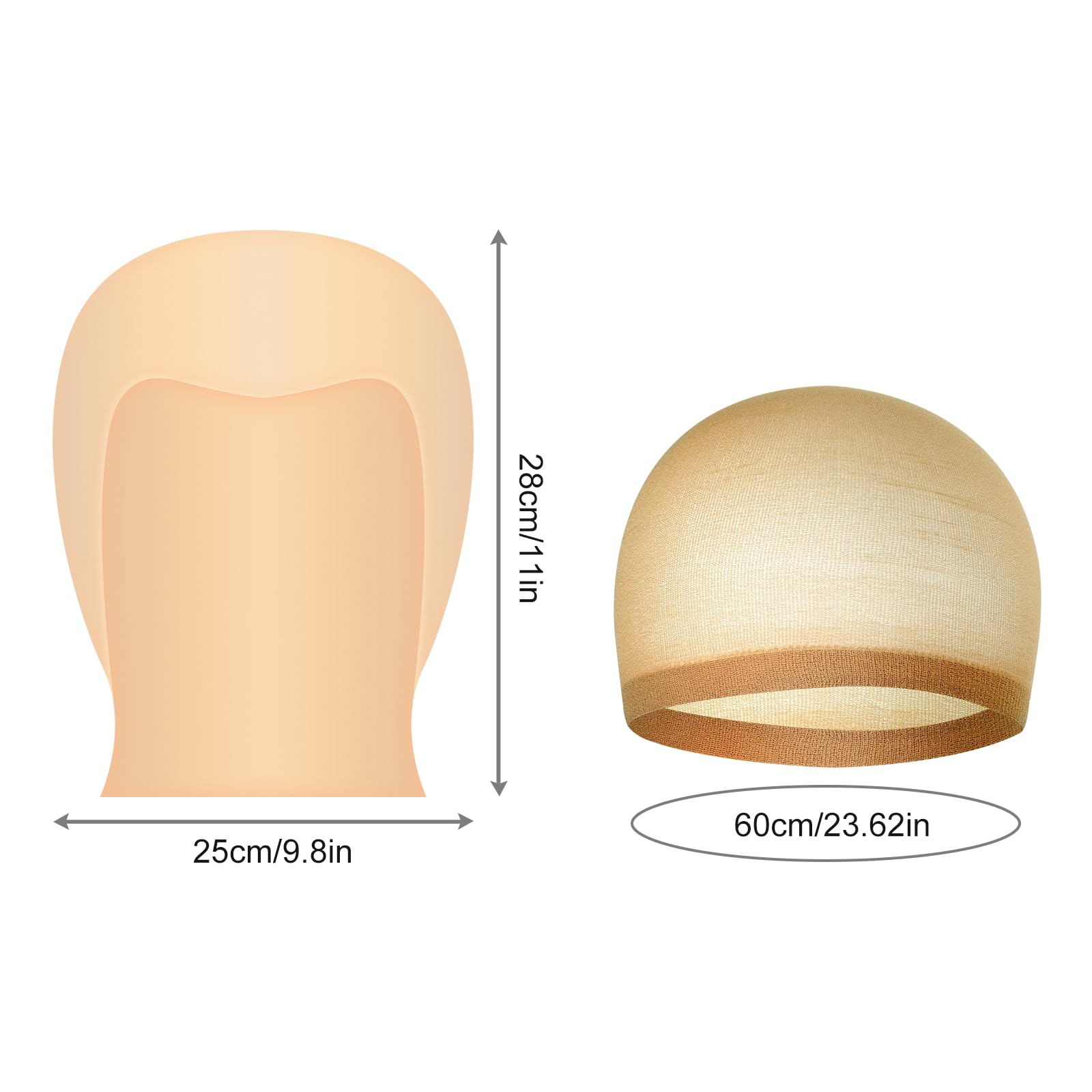 Bouiexye nylon wig cap and latex bald cap fits snugly for seamless disguises