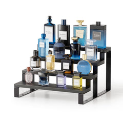 Boulphia Cologne Organizer wood stand 4-tier keeps fragrances neatly organized and accessible.