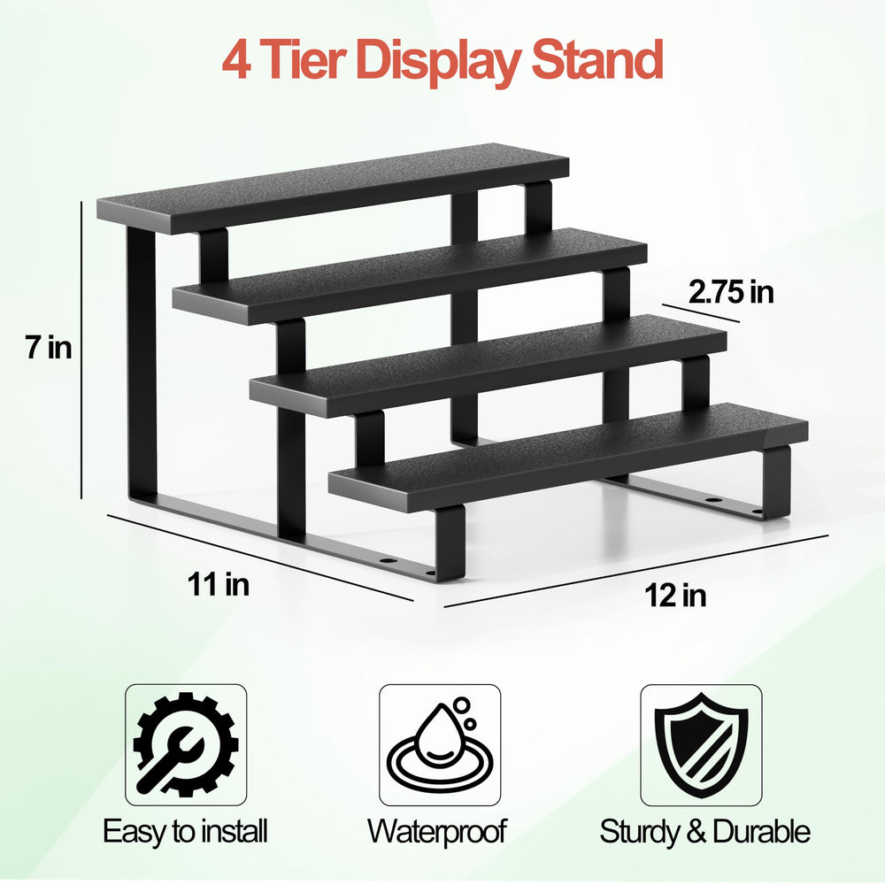 Boulphia wooden display shelf for cologne highlights items while saving counter space.
