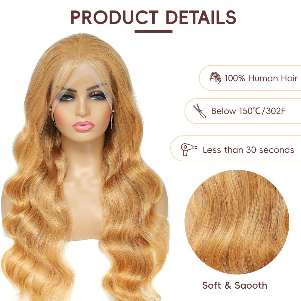 Boumon HD lace front wig preplucked honey blonde for effortless daily styling.
