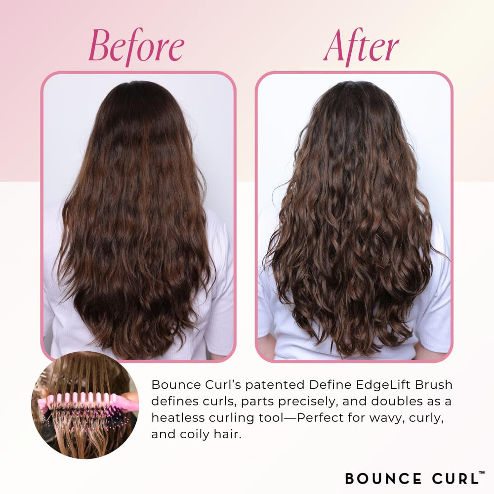 Bounce Curl Define EdgeLift Brush PLA base closeup emphasizing sustainable materials