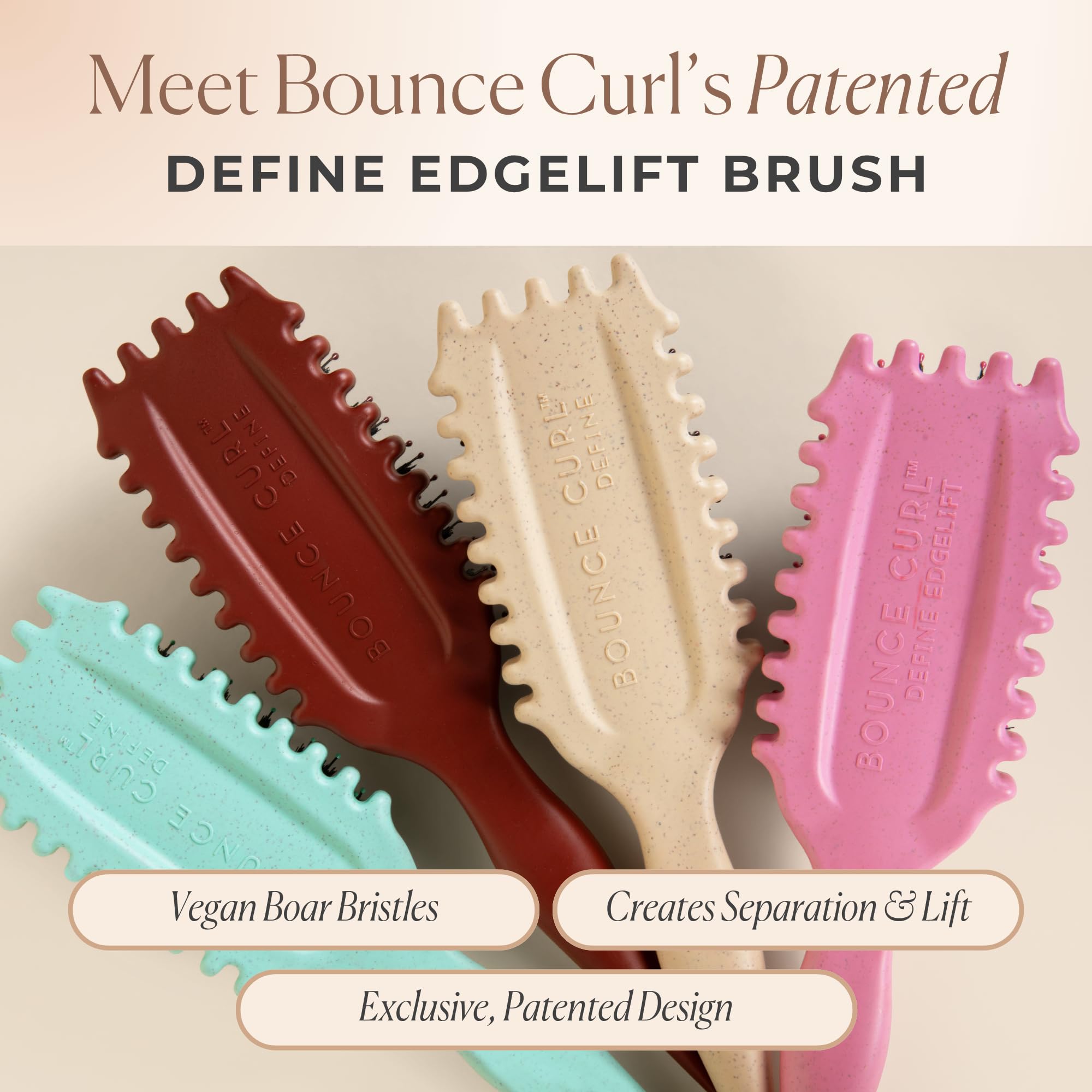 Bounce Curl Define EdgeLift Brush durable pad supports daily use.