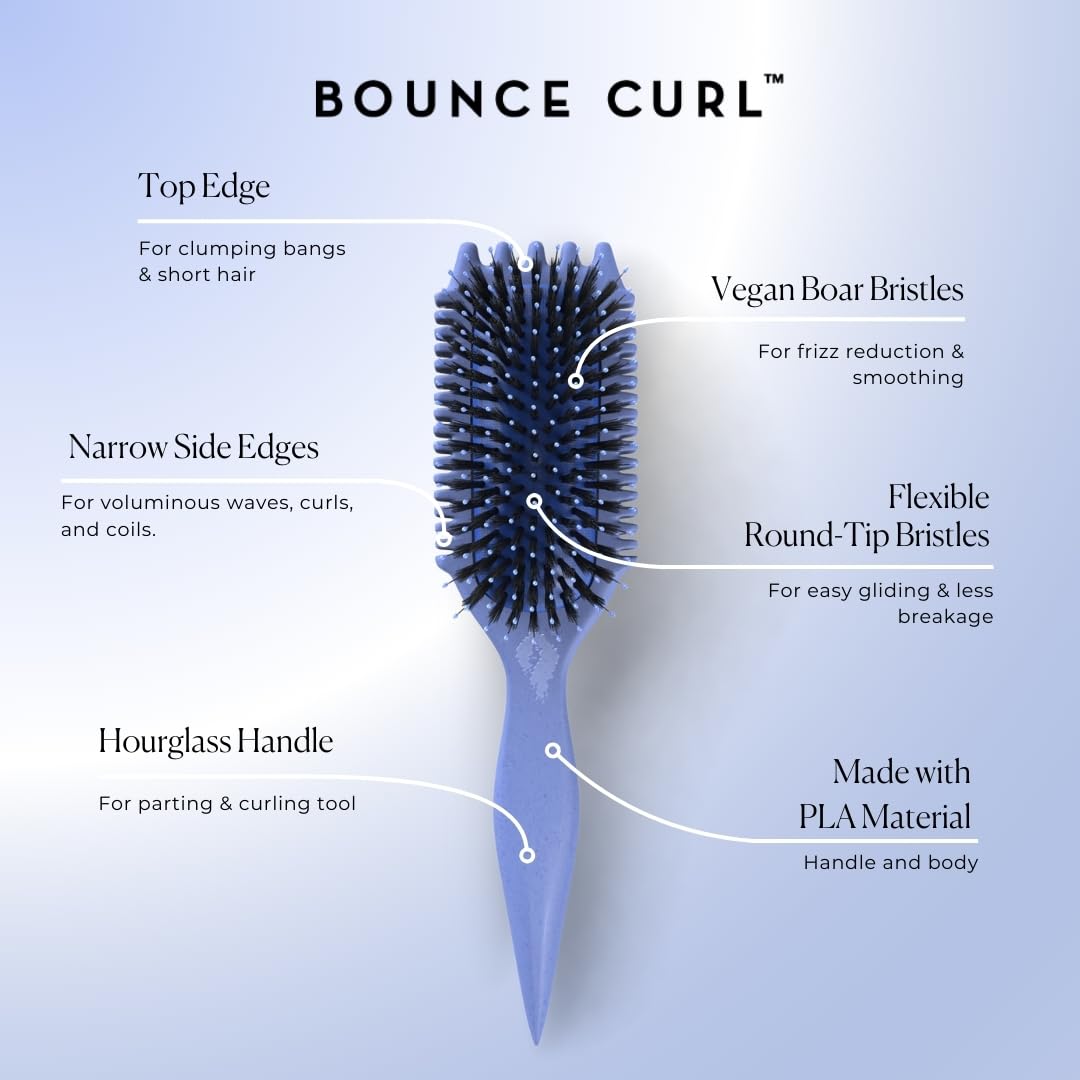 Bounce Curl Volume EdgeLift Brush | 5-in-1 Tool for Volumized, Defined Curls (Blue)