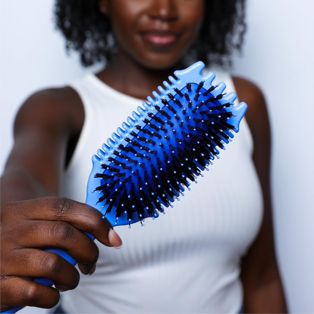 Bounce Curl Volume EdgeLift Brush | 5-in-1 Tool for Volumized, Defined Curls (Blue)