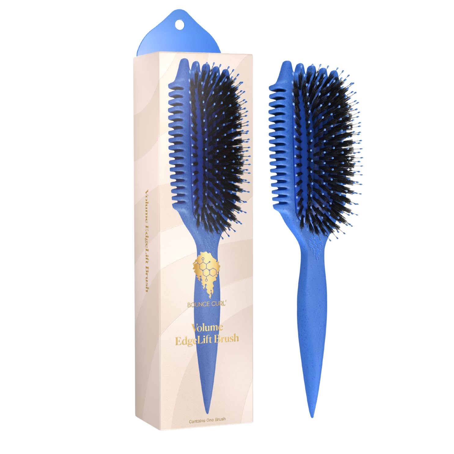 Bounce Curl Volume EdgeLift Brush | 5-in-1 Tool for Volumized, Defined Curls (Blue)