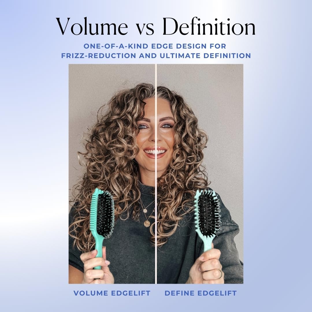 Bounce Curl Volume EdgeLift Brush | 5-in-1 Tool for Volumized, Defined Curls (Blue)