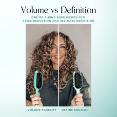 Bounce Curl Volume EdgeLift Brush teal handle and vegan bristles provide smooth styling.