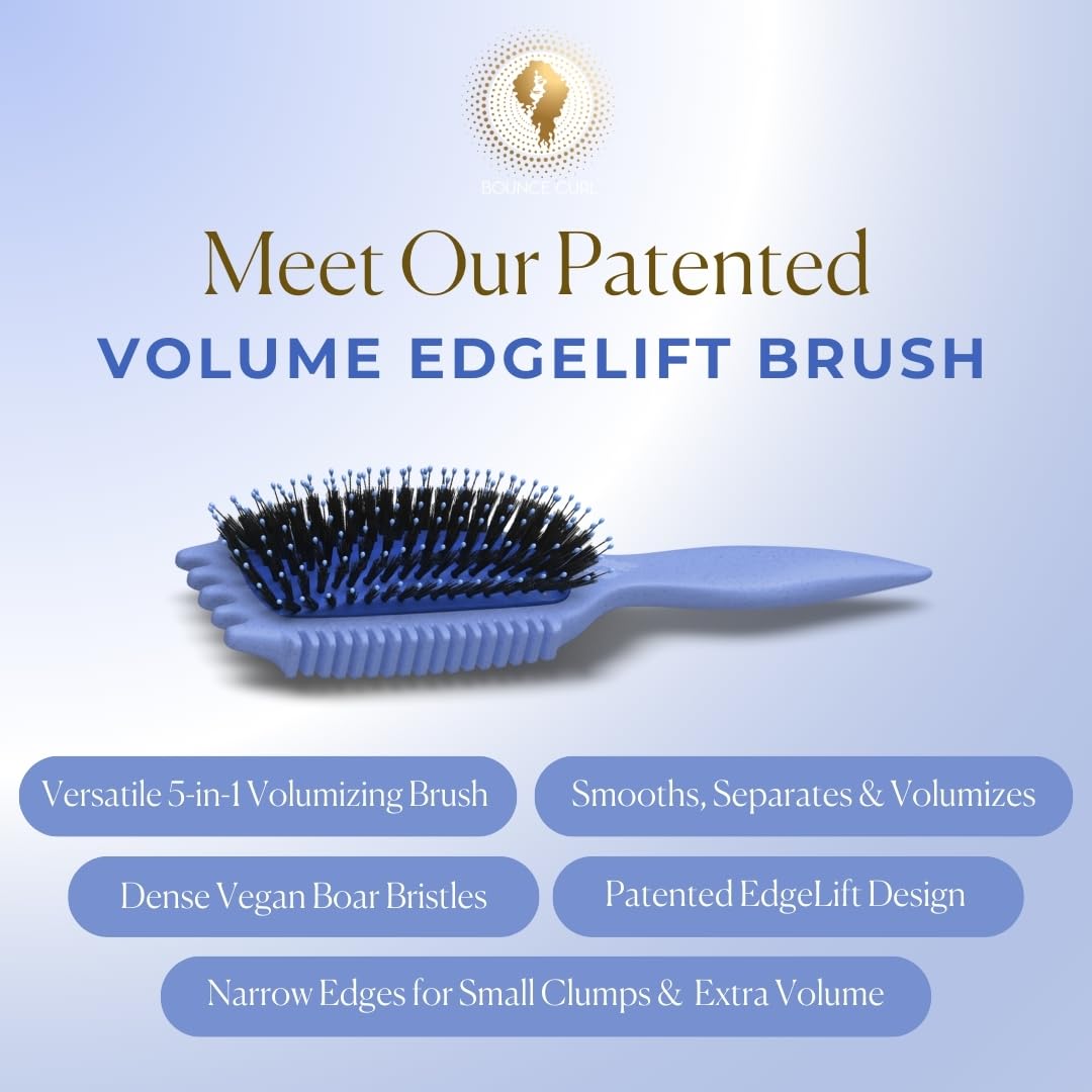 Bounce Curl Volume EdgeLift Brush | 5-in-1 Tool for Volumized, Defined Curls (Blue)