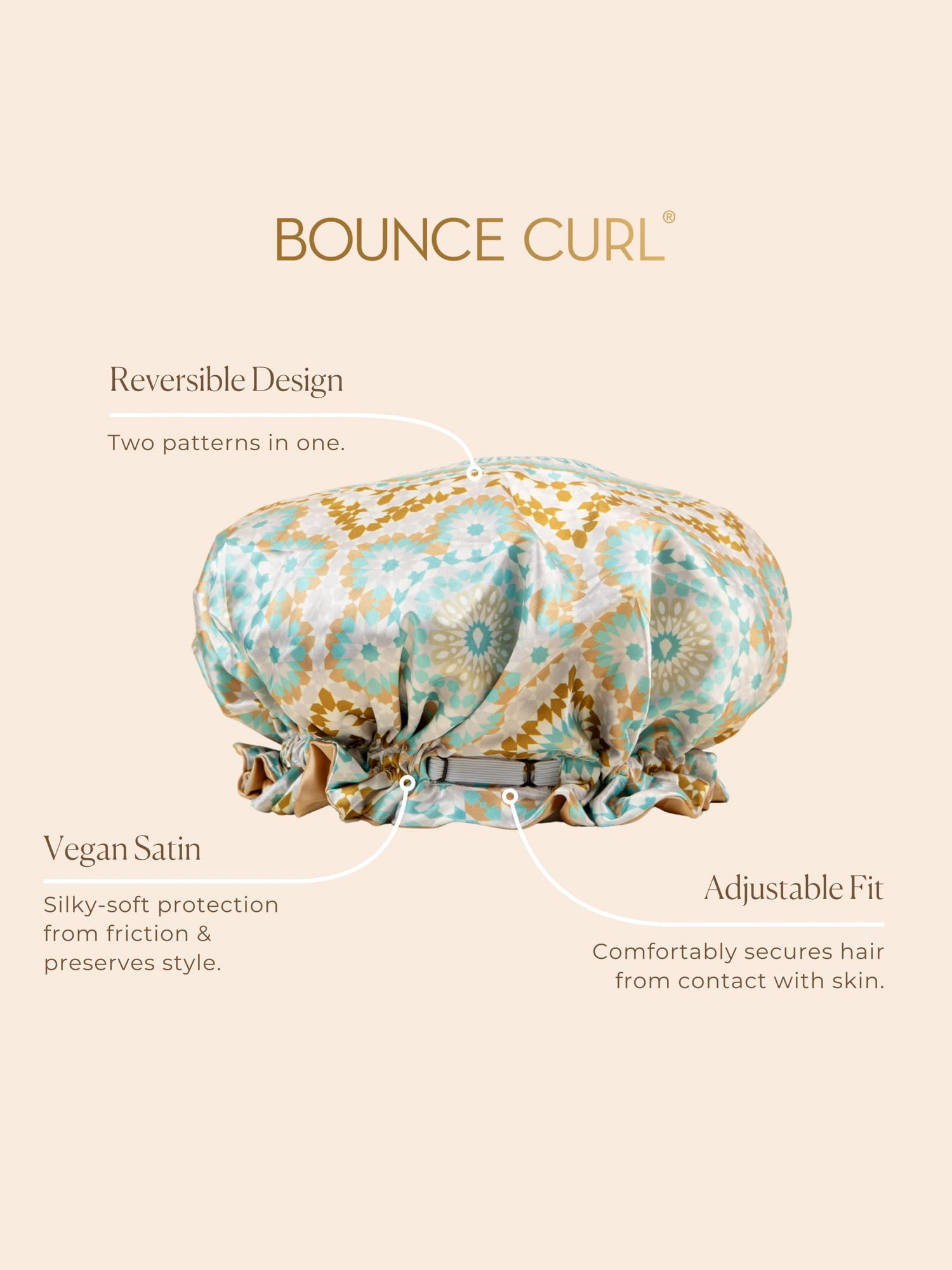 Bounce Curl wavy hair bonnet protects delicate waves during nightly rest