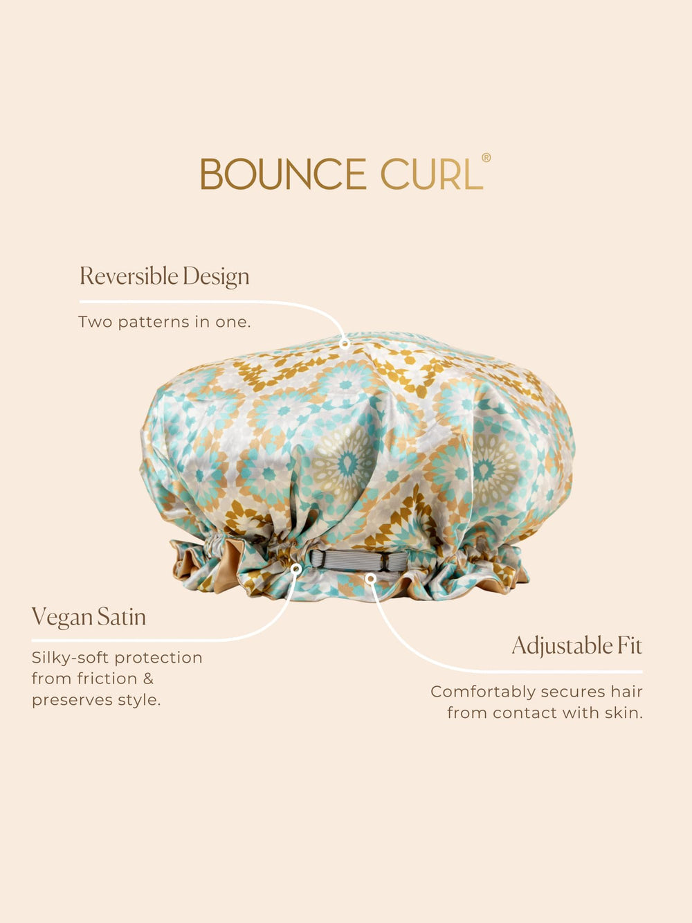 Bounce Curl wavy hair bonnet protects delicate waves during nightly rest