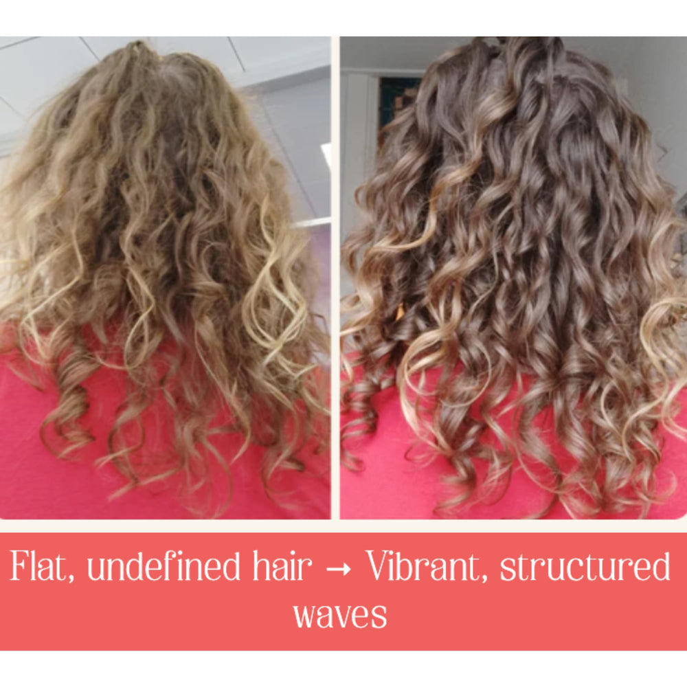 BOUNCE STYLE Bounce Better Wave Activator aloe and linseed close-up emphasizing nourishing formula.