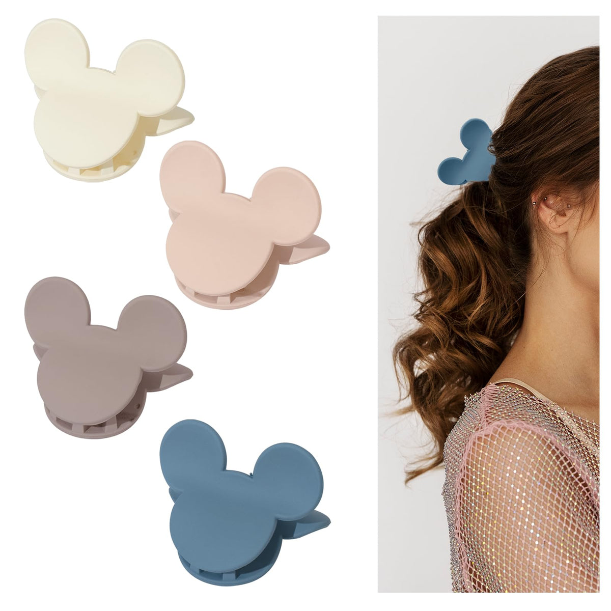 BOUNIQ clip de cabello con oreja de ratón acabado mate para peinados rápidos