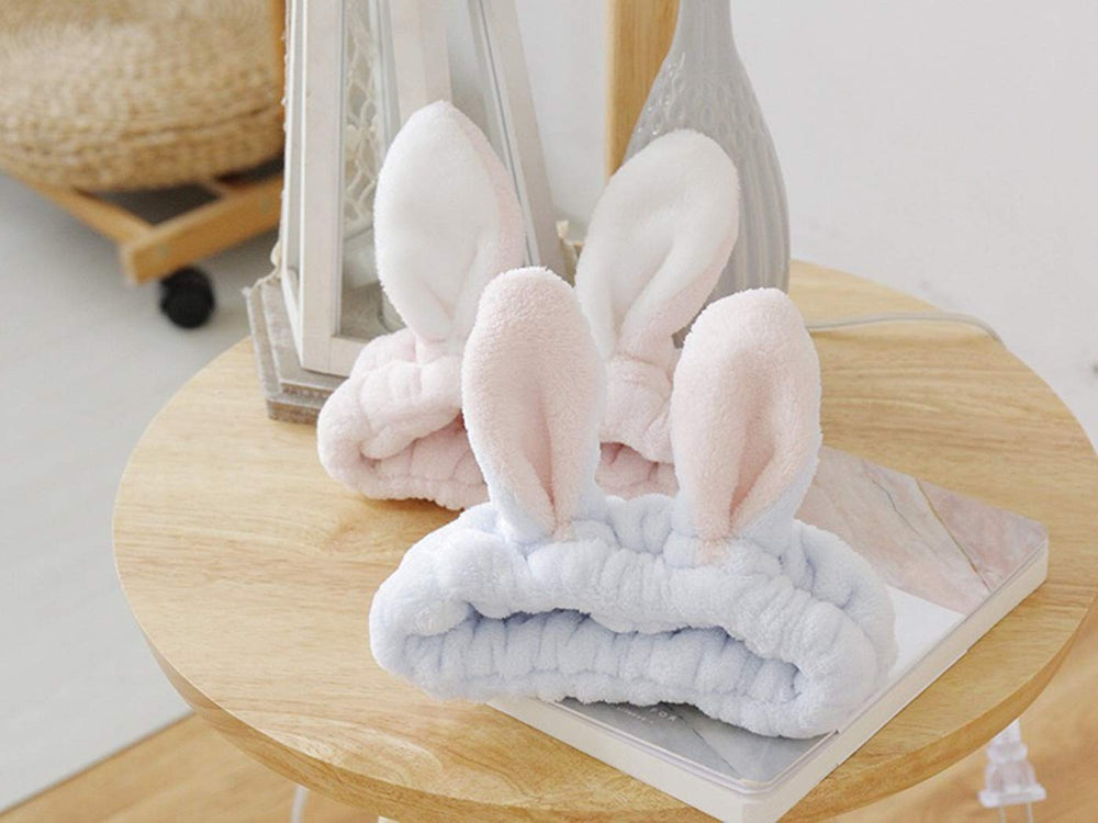 Bouti1583 bunny ear headband in light blue ideal for skincare routines