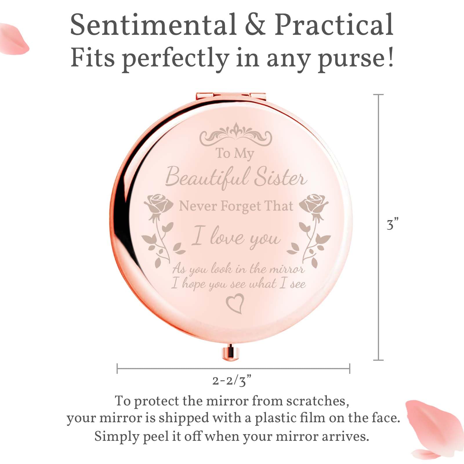 BoutikPro portable makeup mirror fits pockets and purses for quick fixes