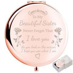BoutikPro rose-gold compact mirror with dual views for on-the-go touch-ups