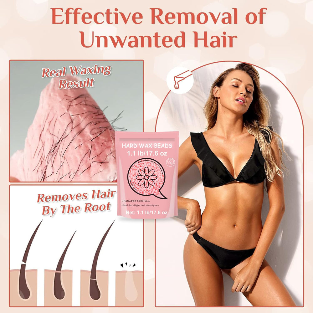 Bouvetan hard wax beads suited for bikini area with hypoallergenic formula.