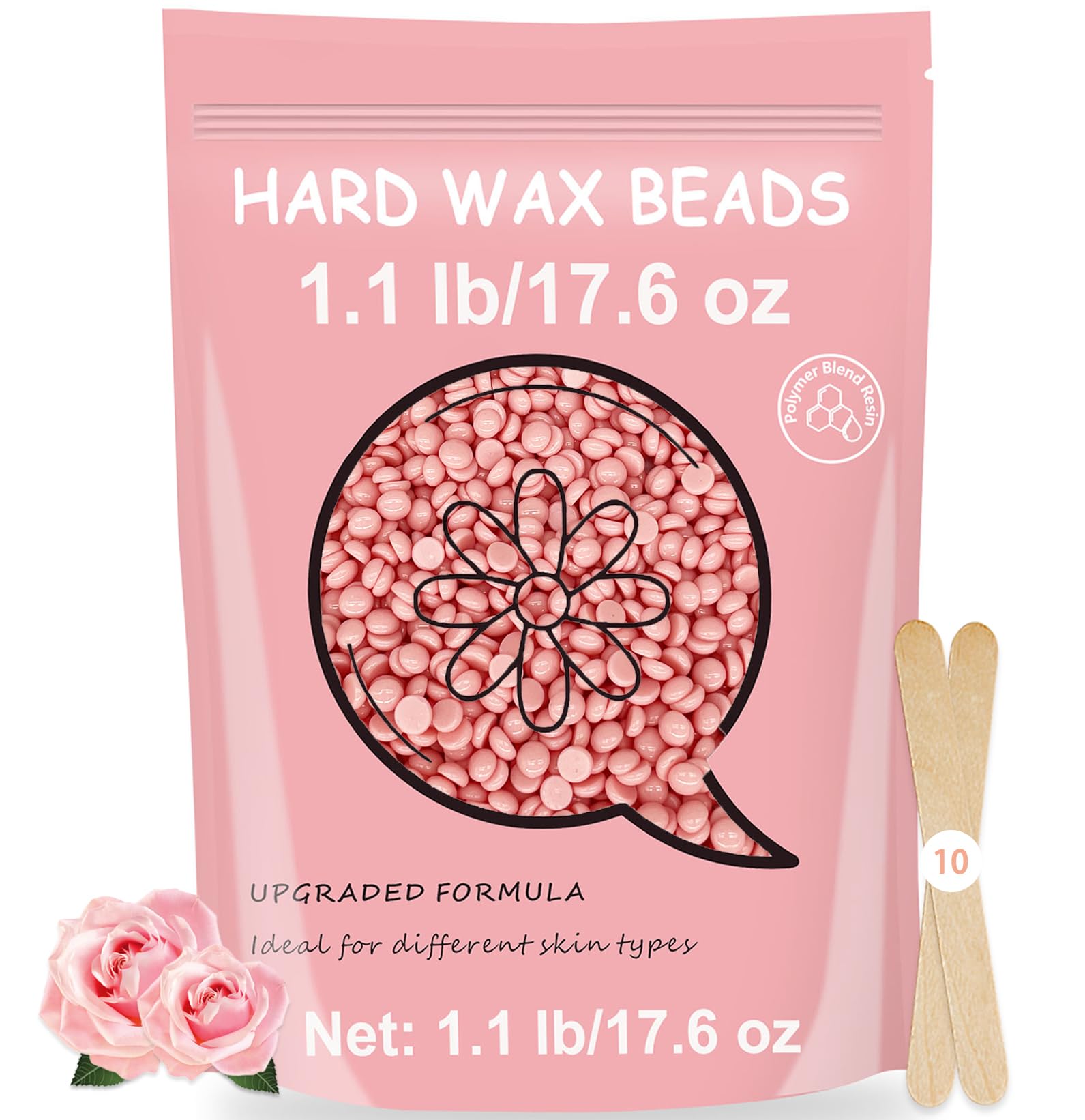 Bouvetan hard wax beads rose pack for at-home waxing with gentle formula.