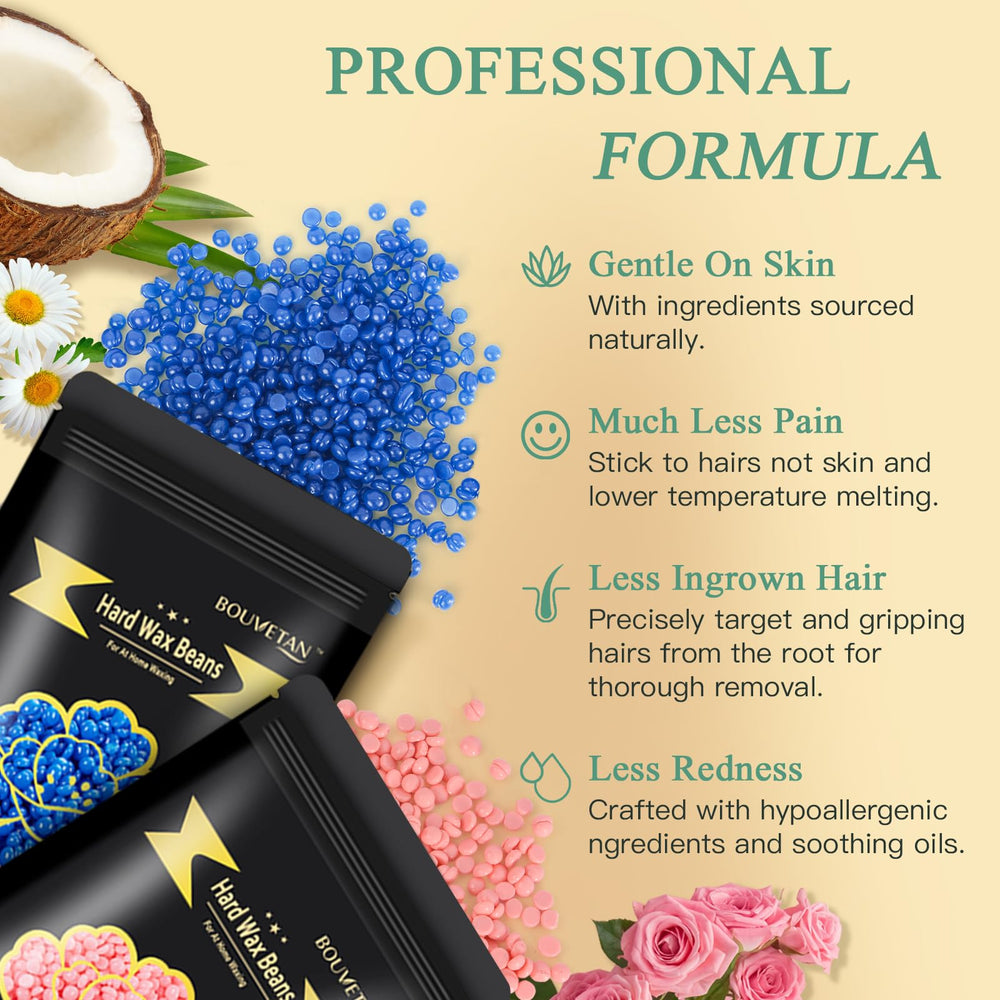 Bouvetan wax beads hypoallergenic formula for sensitive skin.