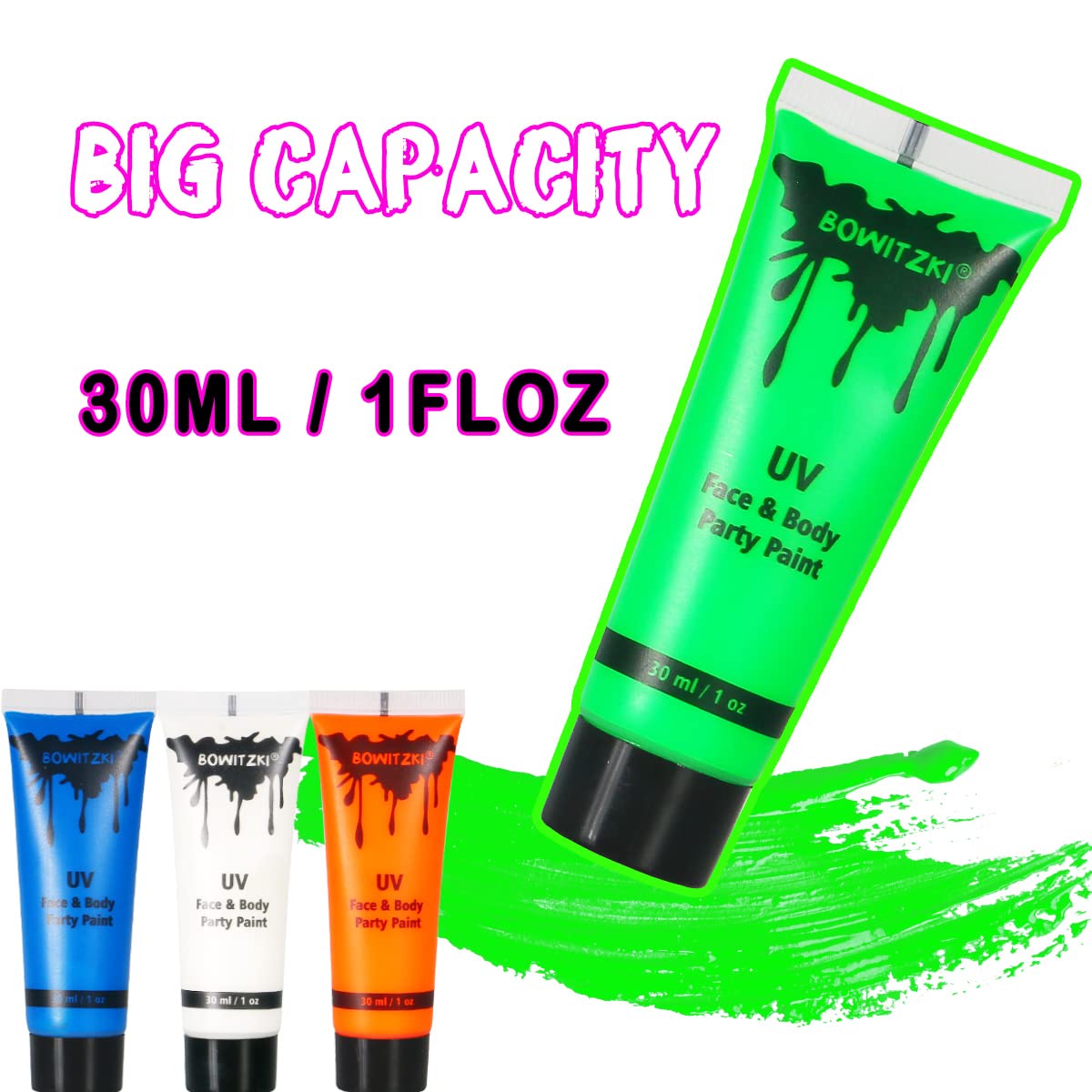Colores brillantes para fiestas y festivales con iluminación UV Bowitzki.