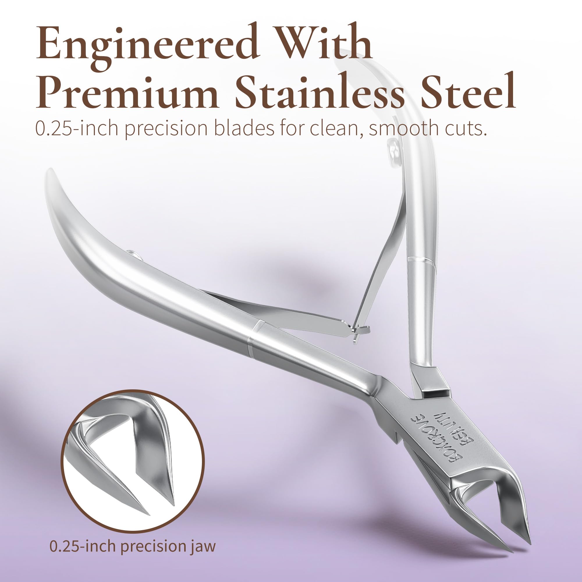 BOXGROVE Beauty Cuticle Nipper showing double spring for smooth, controlled cutting.
