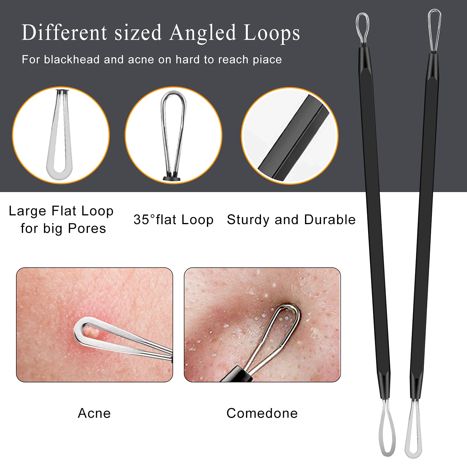 Boxoyx blackhead remover ergonomic non-slip handle for controlled, precise pore cleanups.