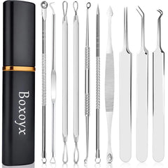 Boxoyx pimple popper tool kit in metal case for easy at-home blemish care.