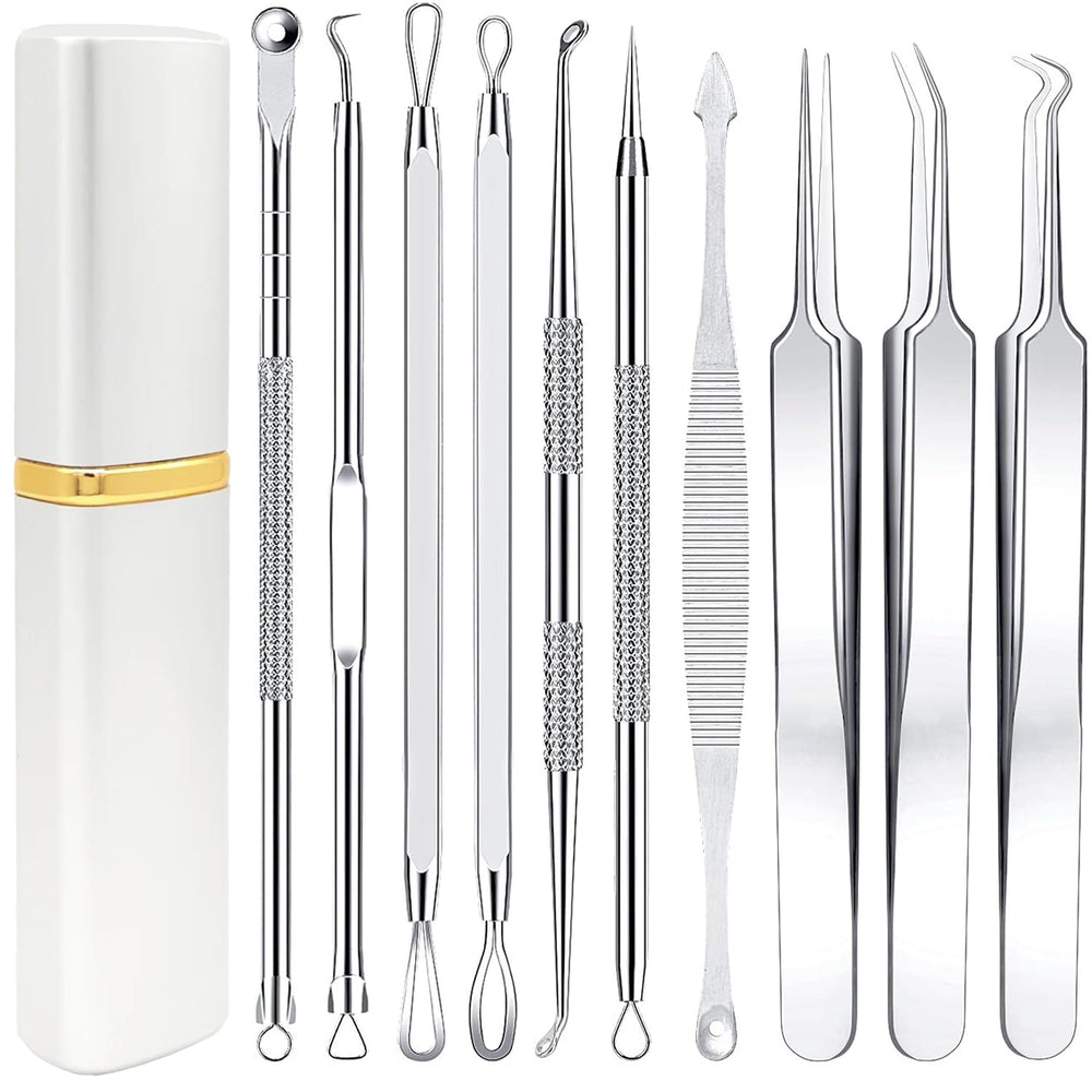 Boxoyx pimple popper tool kit with 10 pieces for precise blackhead removal.