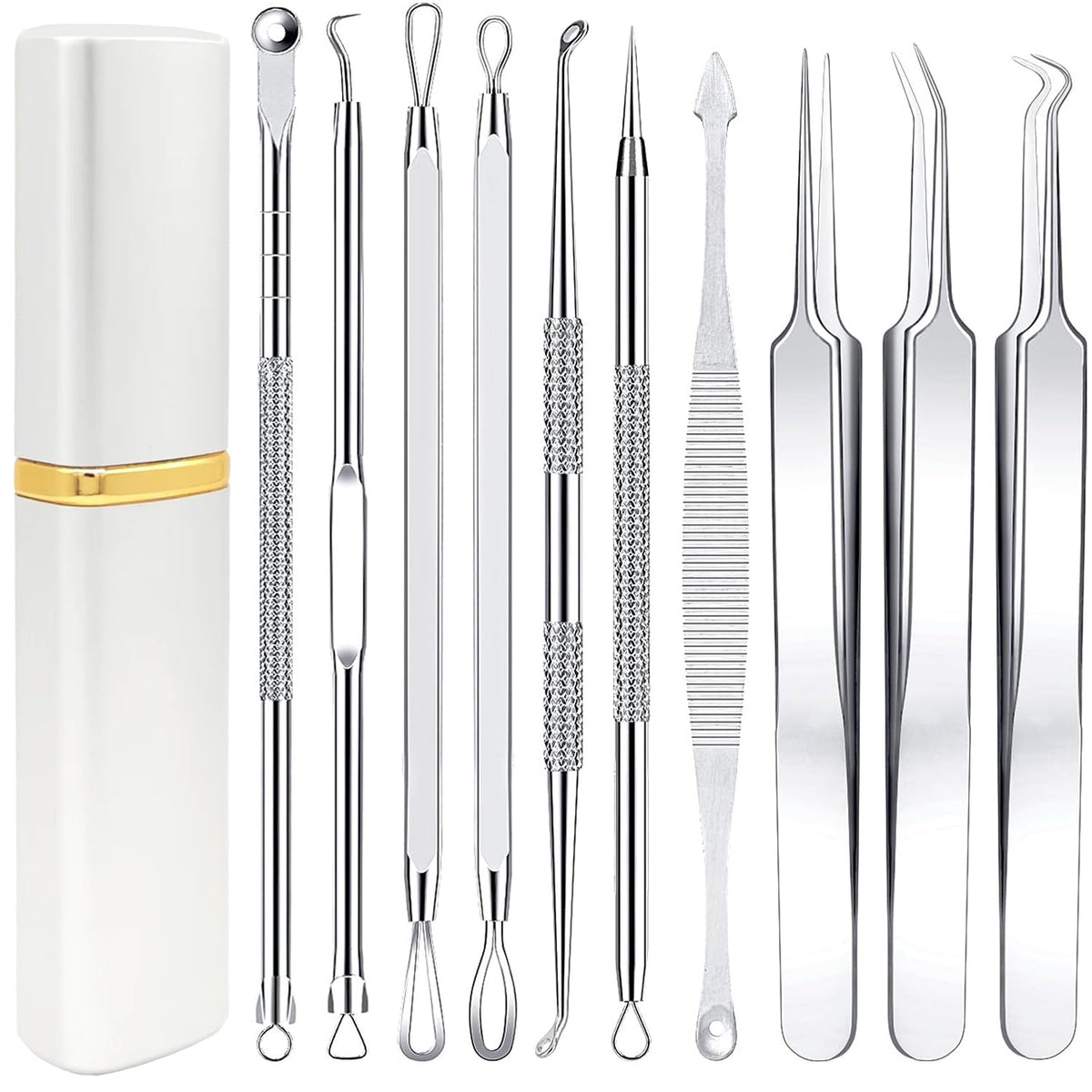 Boxoyx pimple popper tool kit with 10 pieces for precise blackhead removal.