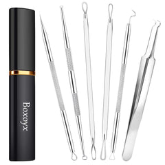 Boxoyx pimple-popper tool kit 6pc set with blackhead remover for at-home use