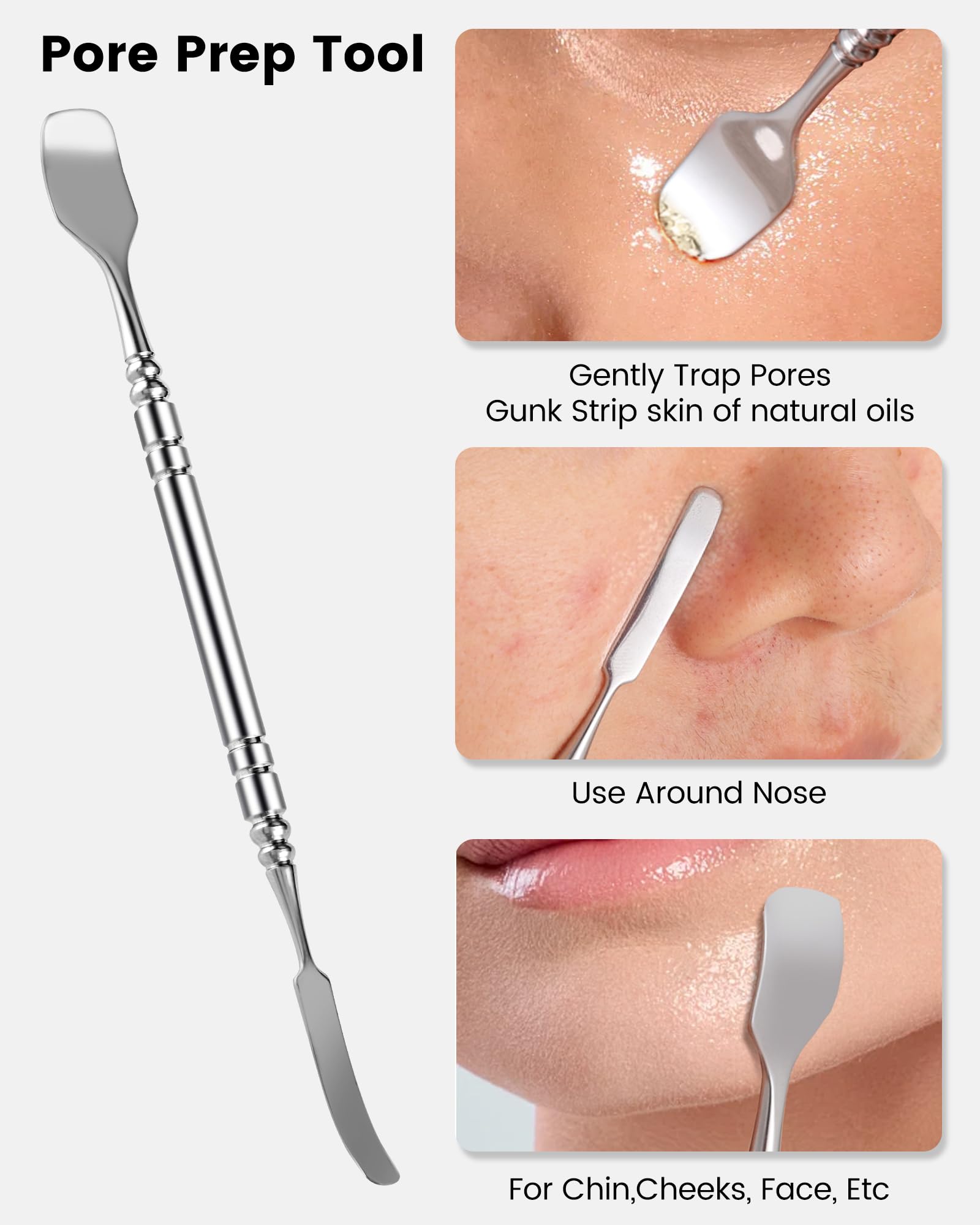 Boxoyx pore prep tool close-up showing gentle pore unclogging action.