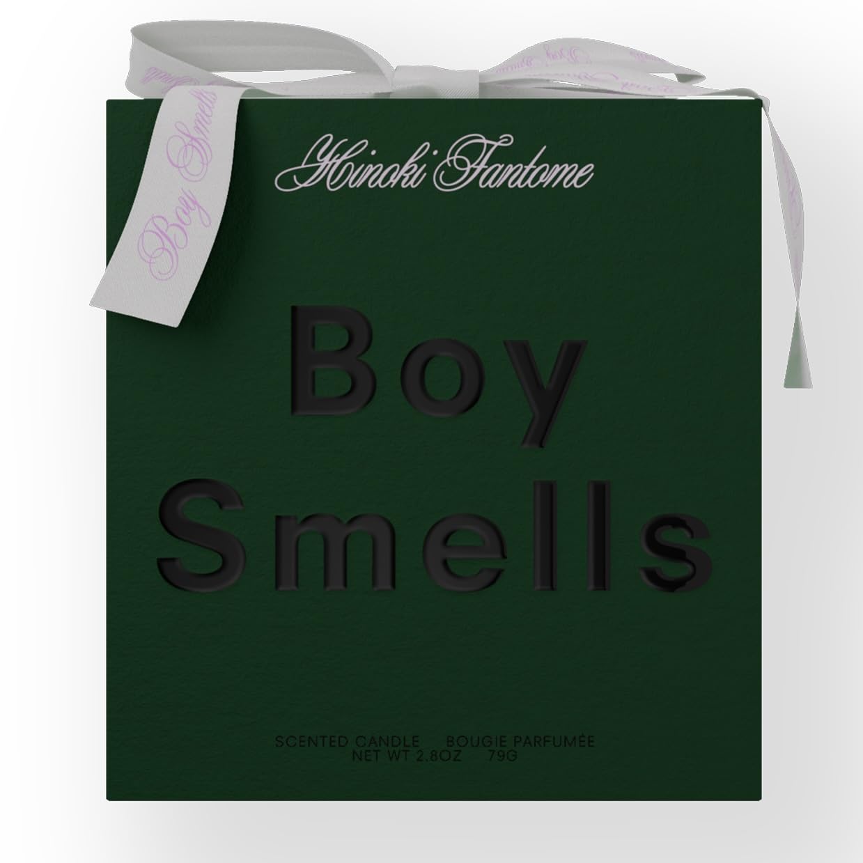 Boy Smells Festive Checker Hinoki Fantôme label detail highlights gift-ready packaging.
