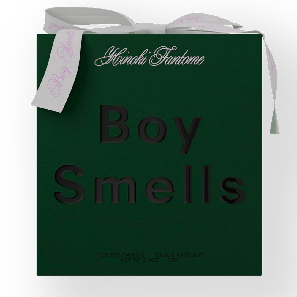 Boy Smells Festive Checker Hinoki Fantôme label detail highlights gift-ready packaging.